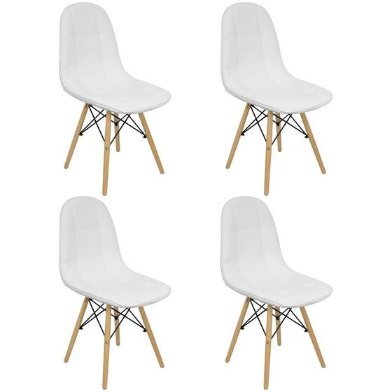 Imagem de Kit 4 Cadeiras Charles Eames Botonê Eiffel Estofada - Branca