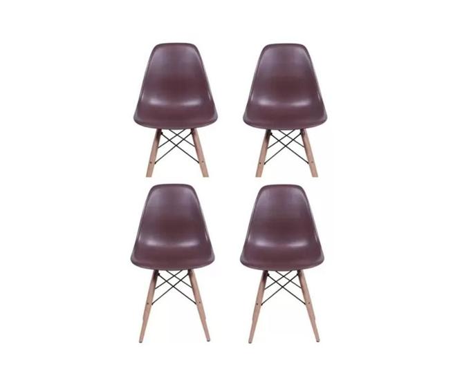 Imagem de Kit 4 Cadeiras Charles Eames Eiffel Café Base Madeira Sala Cozinha Jantar - BERING