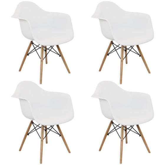 Imagem de Kit 4 Cadeiras Charles Eames Eiffel Com Braço - Branca