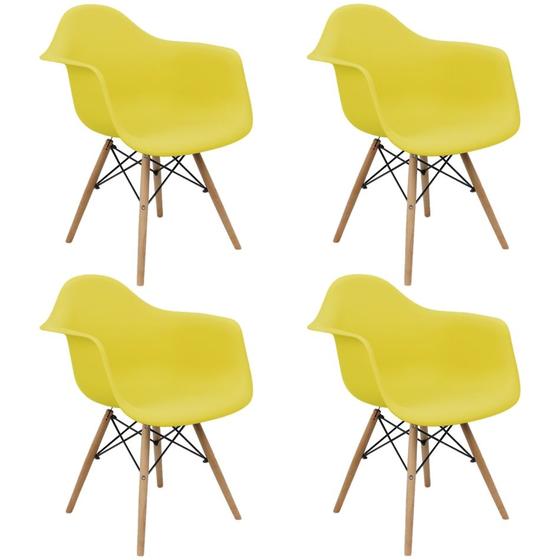 Imagem de Kit 4 Cadeiras Charles Eames Eiffel Design Wood Com Braços