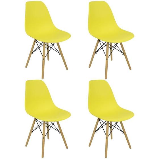 Imagem de Kit 4 Cadeiras Charles Eames Eiffel Wood Design - Amarelo