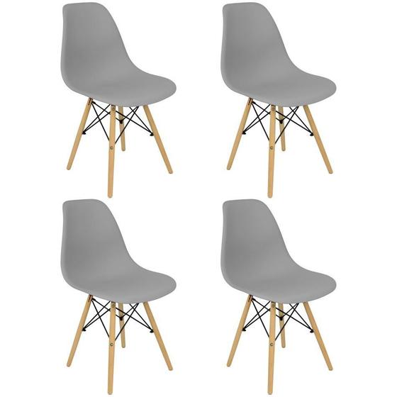 Imagem de Kit 4 Cadeiras Charles Eames Eiffel Wood Design - Cinza