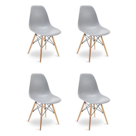 Imagem de Kit 4 Cadeiras Charles Eames Eiffel Wood Design Jantar Cinza
