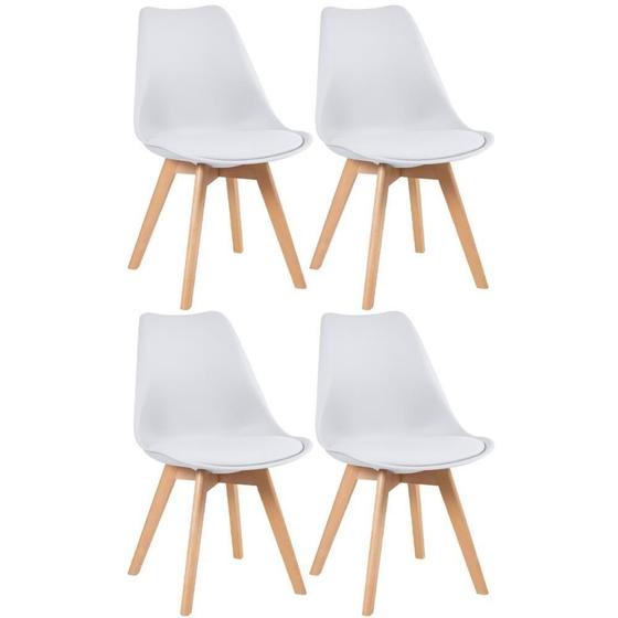 Imagem de Kit 4 Cadeiras Com Assento Estofado Leda Branco