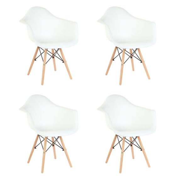 Imagem de Kit 4 Cadeiras Com Braço Charles Eames Pé Palito Branco 