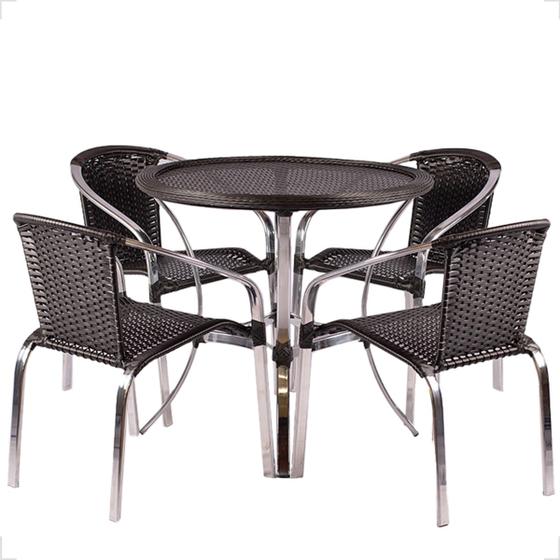 Imagem de Kit 4 Cadeiras De Alumínio E Mesa Com Borda para Área Externa Pinheiro Artesanal