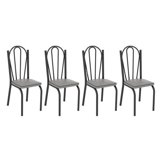 Imagem de Kit 4 Cadeiras de Cozinha Alabama Estampado Platina Pés de Ferro Preto - Pallazio