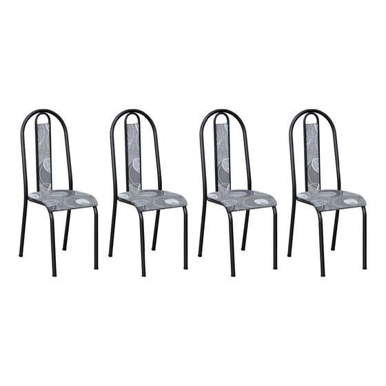 Imagem de Kit 4 Cadeiras de Cozinha Arizona Estampado Pará Pés de Ferro Preto  - Pallazio