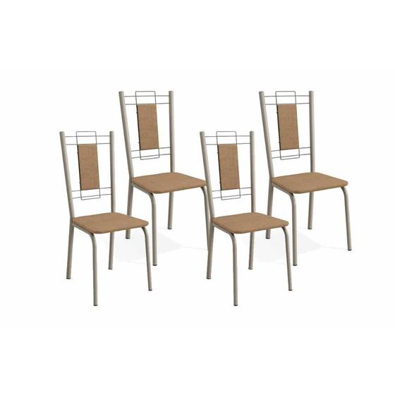 Imagem de Kit 4 Cadeiras de Cozinha Florença 4C005  4 Un Níquel/Linho Capuccino - Kappesberg