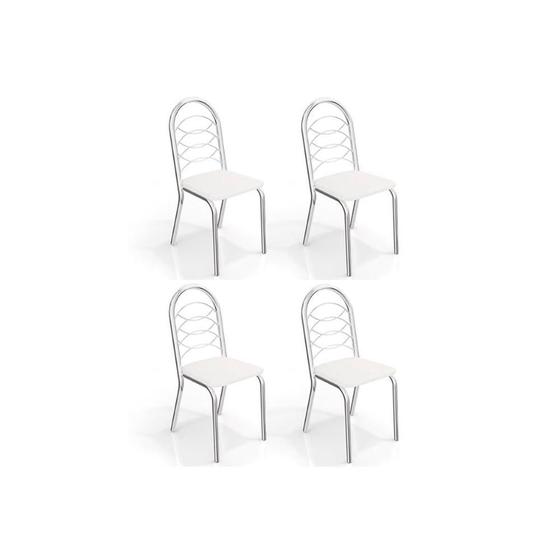 Imagem de Kit 4 Cadeiras de Cozinha Holanda 4C009  4 Un Cromado/Courano Branco - Kappesberg