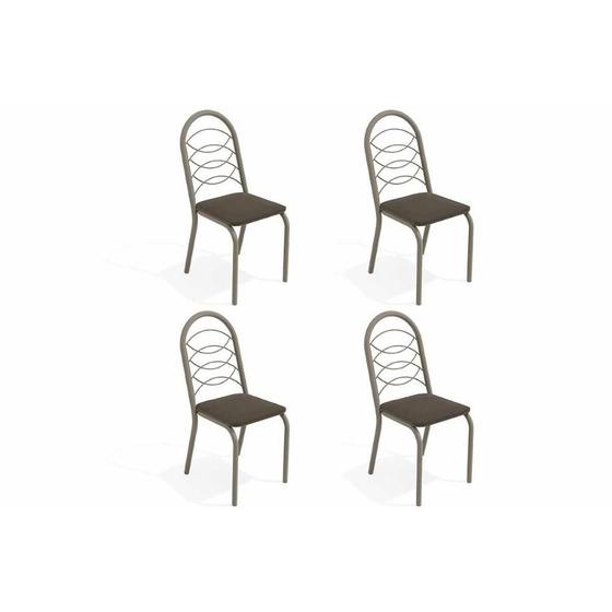 Imagem de Kit 4 Cadeiras de Cozinha Holanda 4C009NK  4 Un Níquel/Courano Marrom - Kappesberg
