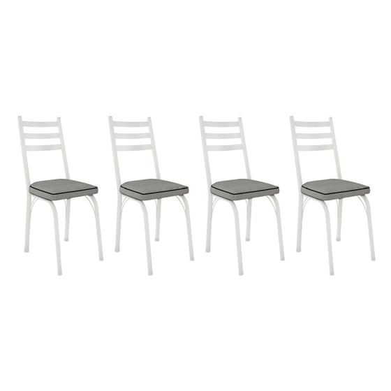 Imagem de Kit 4 Cadeiras de Cozinha Luisiana Estampado Platina Pés de Ferro Branco - Pallazio