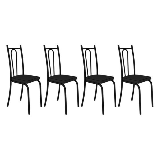 Imagem de Kit 4 Cadeiras de Cozinha Montana material sintético Preto Pés de Ferro Preto - Pallazio
