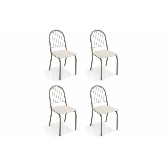 Imagem de Kit 4 Cadeiras de Cozinha Noruega 4C077  4 Un Níquel/Courano Branco - Kappesberg