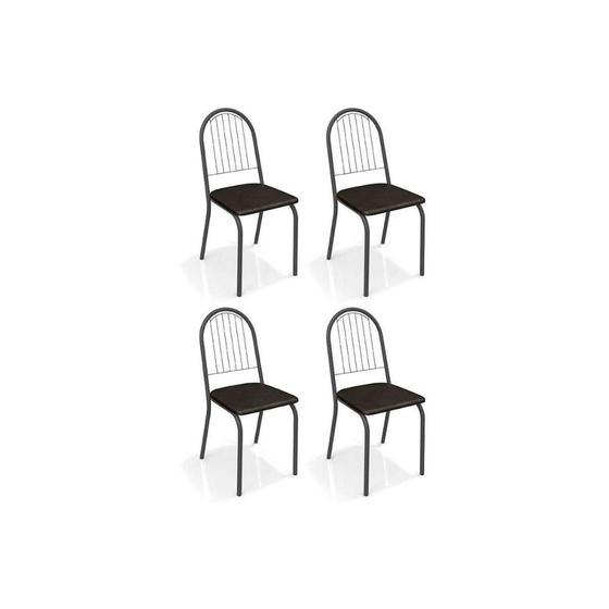 Imagem de Kit 4 Cadeiras de Cozinha Noruega 4C077PRF  4 Un Preto Fosco/Courano Preto - Kappesberg