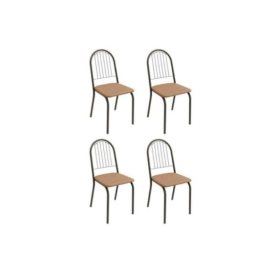 Imagem de Kit 4 Cadeiras de Cozinha Noruega 4C077PRF  4 Un Preto Fosco/Linho Capuccino - Kappesberg