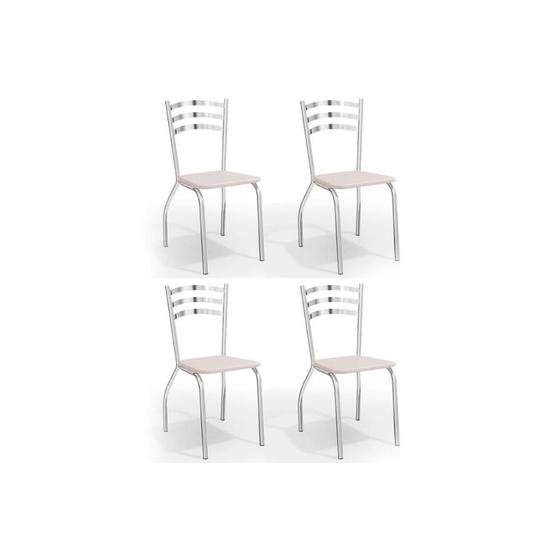 Imagem de Kit 4 Cadeiras de Cozinha Portugal 4C007  4 Un Cromado/Courano Branco - Kappesberg