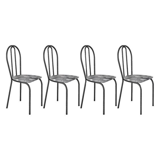 Imagem de Kit 4 Cadeiras de Cozinha Texas Estampado Pará Pés de Ferro Cromo Preto - Pallazio