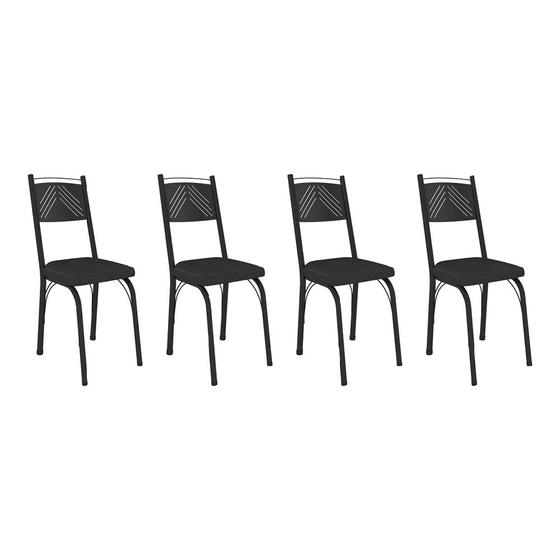 Imagem de Kit 4 Cadeiras de Cozinha Virginia material sintético Preto Pés de Ferro Preto - Pallazio