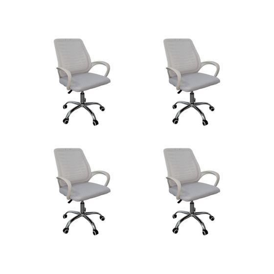Imagem de Kit 4 Cadeiras de Escritório Esteirinha Tela Mesh Branco