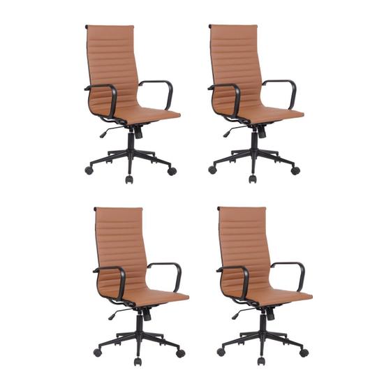 Imagem de Kit 4 Cadeiras de Escritório Presidente Esteirinha em material sintético Sevilha