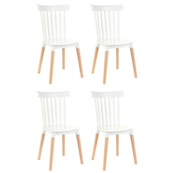 Imagem de Kit 4 Cadeiras de Jantar com Pé de Madeira Windsor