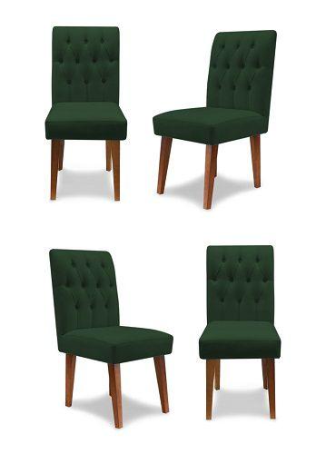 Imagem de Kit 4 Cadeiras De Jantar Decorativa Gabi Suede Verde