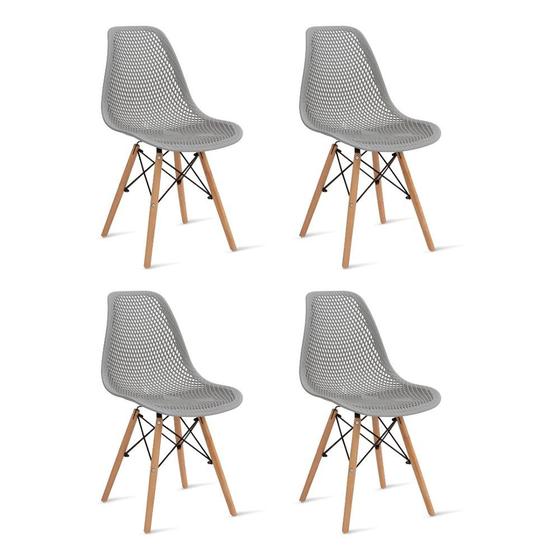 Imagem de Kit 4 Cadeiras De Jantar Eames Colmeia Cinza