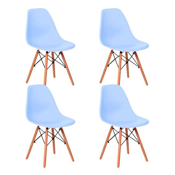 Imagem de Kit 4 Cadeiras De Jantar Eames Para Escrivaninha Escritório Plástico Pés De Madeira Decoração Mesa - Cores