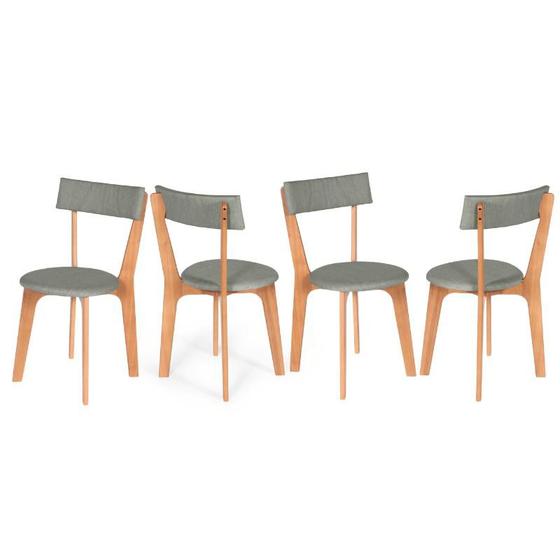 Imagem de Kit 4 Cadeiras de Jantar em Madeira Estofadas - Anjo Gabriel Design