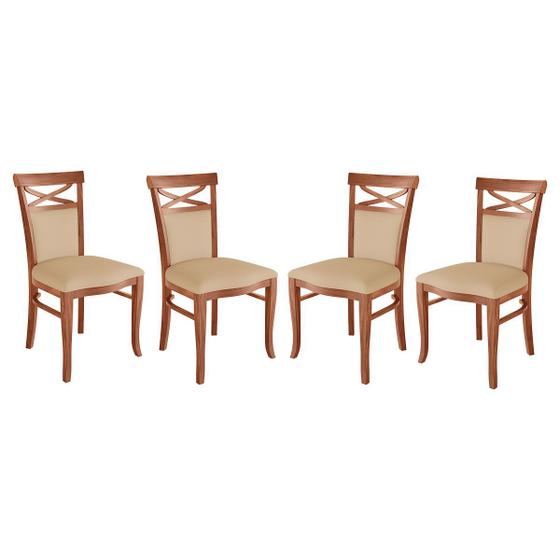 Imagem de Kit 4 Cadeiras de Jantar Estofada Copacabana 48 x 100 Cm Madeira Maciça Imbuia Suede Bege M43 RMI