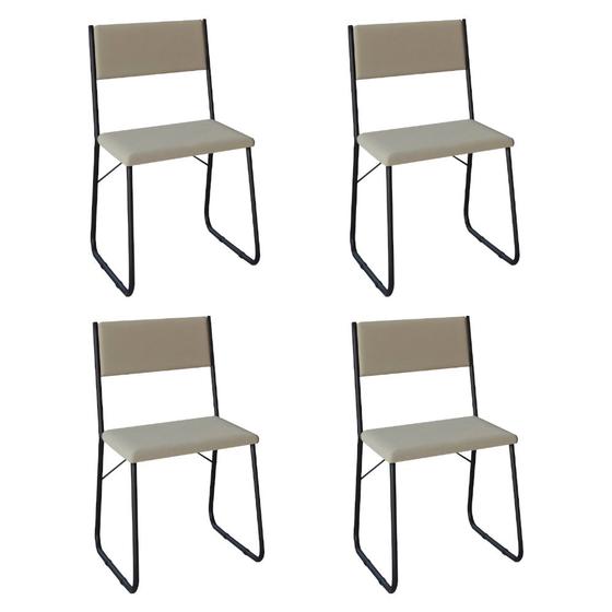 Imagem de Kit 4 Cadeiras de Jantar Estofadas Angra - Bege
