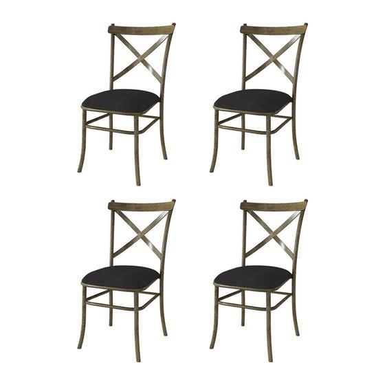 Imagem de Kit 4 Cadeiras de Jantar New Katrina Assento Preto em Aço Ouro Envelhecido Marrocos