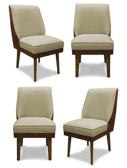 Imagem de Kit 4 Cadeiras De Jantar Virgínia Composê Linho Bege e material sintético Nozes - Meu Lar Decorações