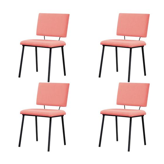 Imagem de Kit 4 Cadeiras Decorativas Sala de Jantar Fennel Linho Coral G17 - Gran Belo