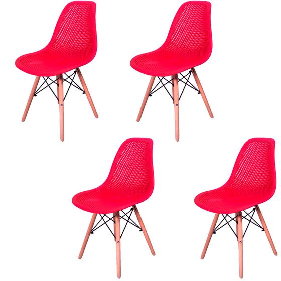 Imagem de Kit 4 Cadeiras Design Charles Eames Eiffel Furadinha