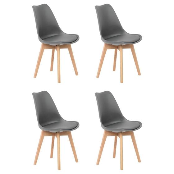 Imagem de Kit 4 Cadeiras Design Leda Eames Estofada Wood Cinza