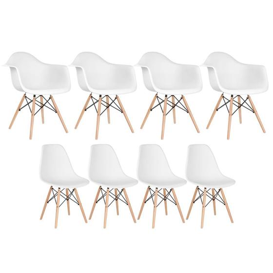 Imagem de Kit 4 cadeiras Eames DAW com braços + 4 cadeiras Eiffel DSW