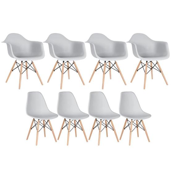 Imagem de Kit 4 cadeiras Eames DAW com braços + 4 cadeiras Eiffel DSW