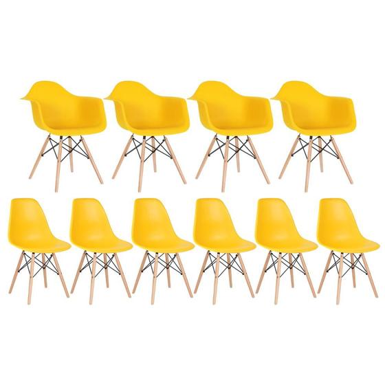Imagem de Kit 4 cadeiras Eames DAW com braços + 6 cadeiras Eiffel DSW