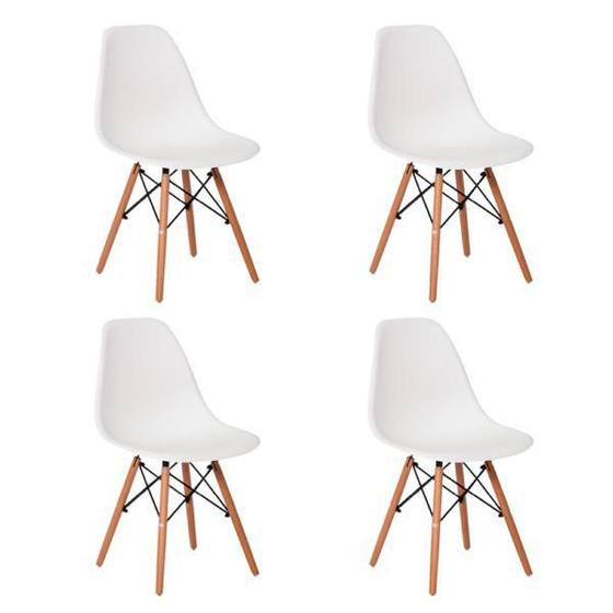 Imagem de Kit 4 Cadeiras Eames Eiffel Base Madeira Branca