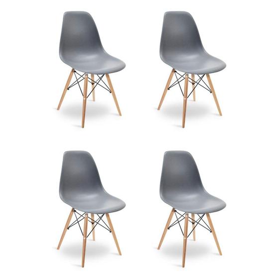 Imagem de Kit 4 Cadeiras Eames Wood Design Eiffel Jantar Cinza Escuro