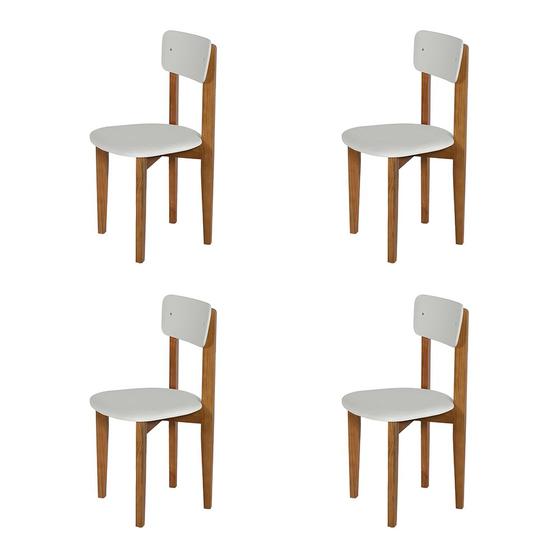 Imagem de Kit 4 Cadeiras em Madeira Maciça Elisa para Sala de Jantar Off-white