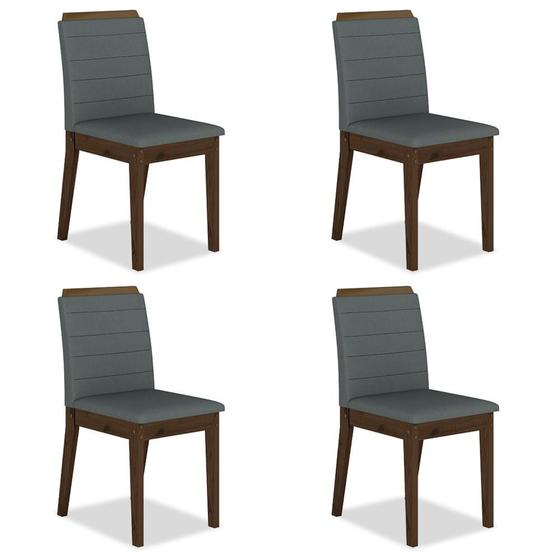 Imagem de Kit 4 Cadeiras Estofadas Cairo Imbuia/cinza - Móveis Arapongas