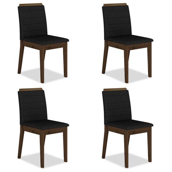 Imagem de Kit 4 Cadeiras Estofadas Cairo Imbuia/preto - Móveis Arapongas