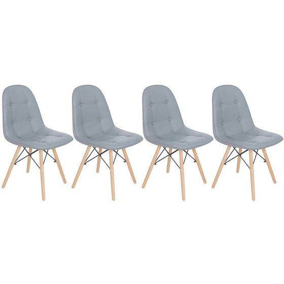 Imagem de Kit 4 cadeiras estofadas Charles Eames Eiffel Botonê com pés de madeira clara