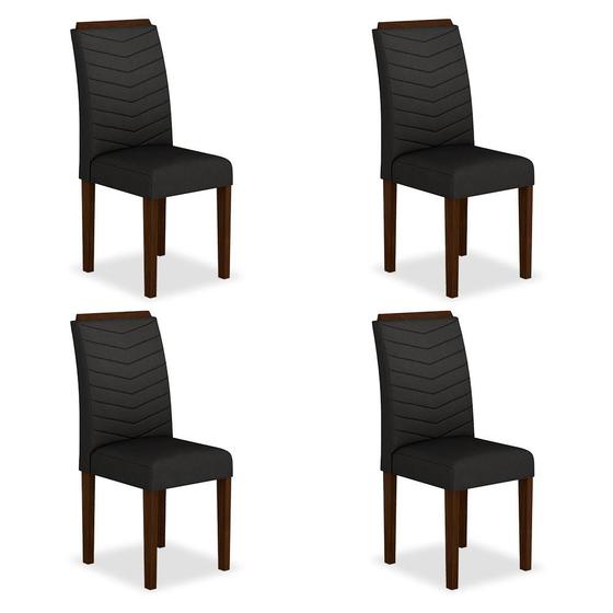Imagem de Kit 4 Cadeiras Estofadas Lisboa Wood Imbuia/preto - Moveis Arapongas