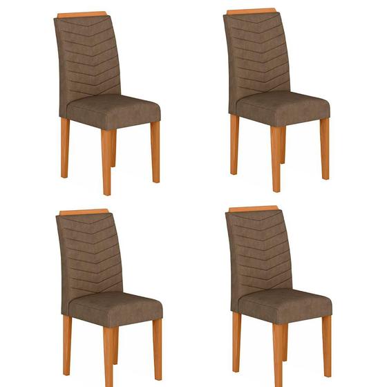 Imagem de Kit 4 Cadeiras Estofadas Mesa de Jantar Cozinha Lisboa Wood Cinamomo/capuc - Moveis Arapongas