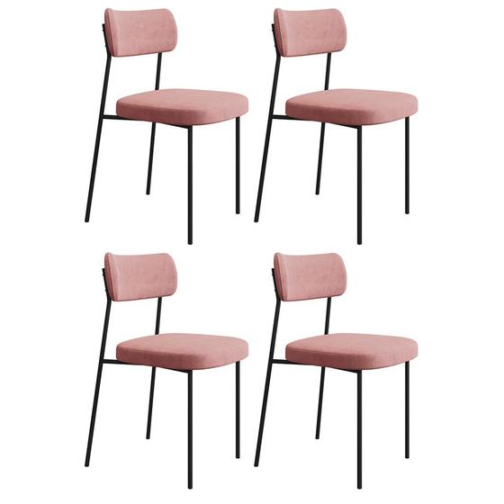 Imagem de Kit 4 Cadeiras Estofadas Milli Veludo 402 F02 Rosa - Mpozenato