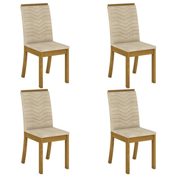 Imagem de Kit 4 Cadeiras Estofadas para Sala de Jantar Isa Nature/Linho - Henn
